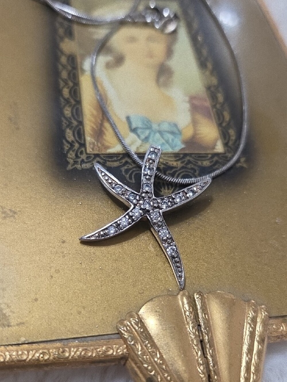Sterling Silver Starfish Pendant Necklace - Silver